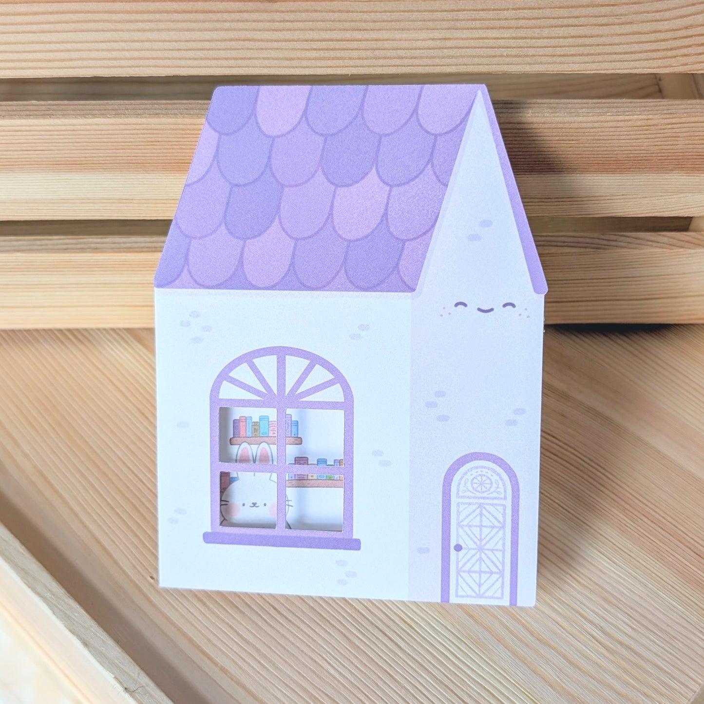 Purple Peekaboo House Greeting Card