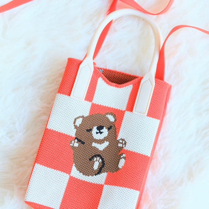 Bear Picnic Knit Shoulder Bag