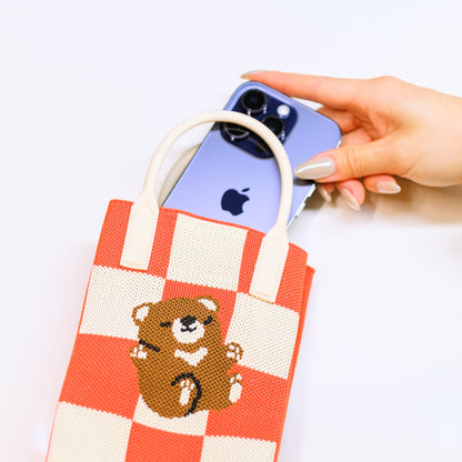 Bear Picnic Knit Shoulder Bag