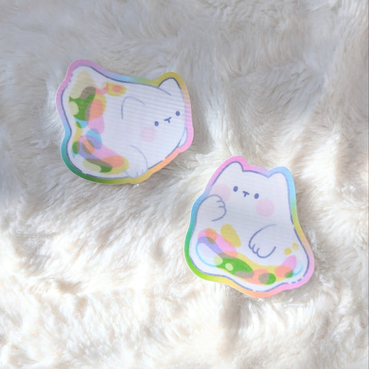 Bubble Ghost Cats Waterproof Stickers