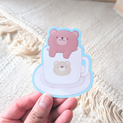 Bear Latte Waterproof Stickers