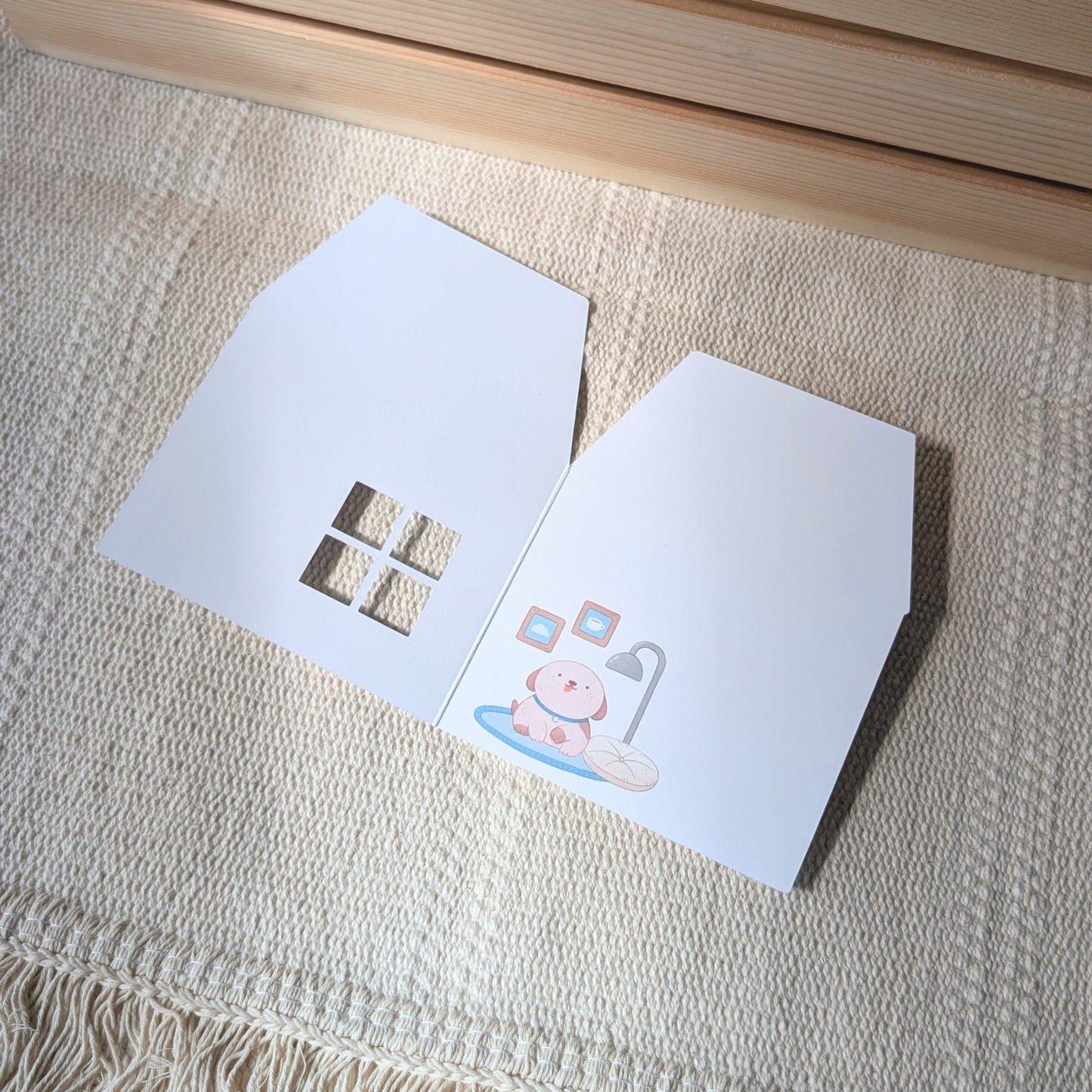 Blue Peekaboo House Greeting Card
