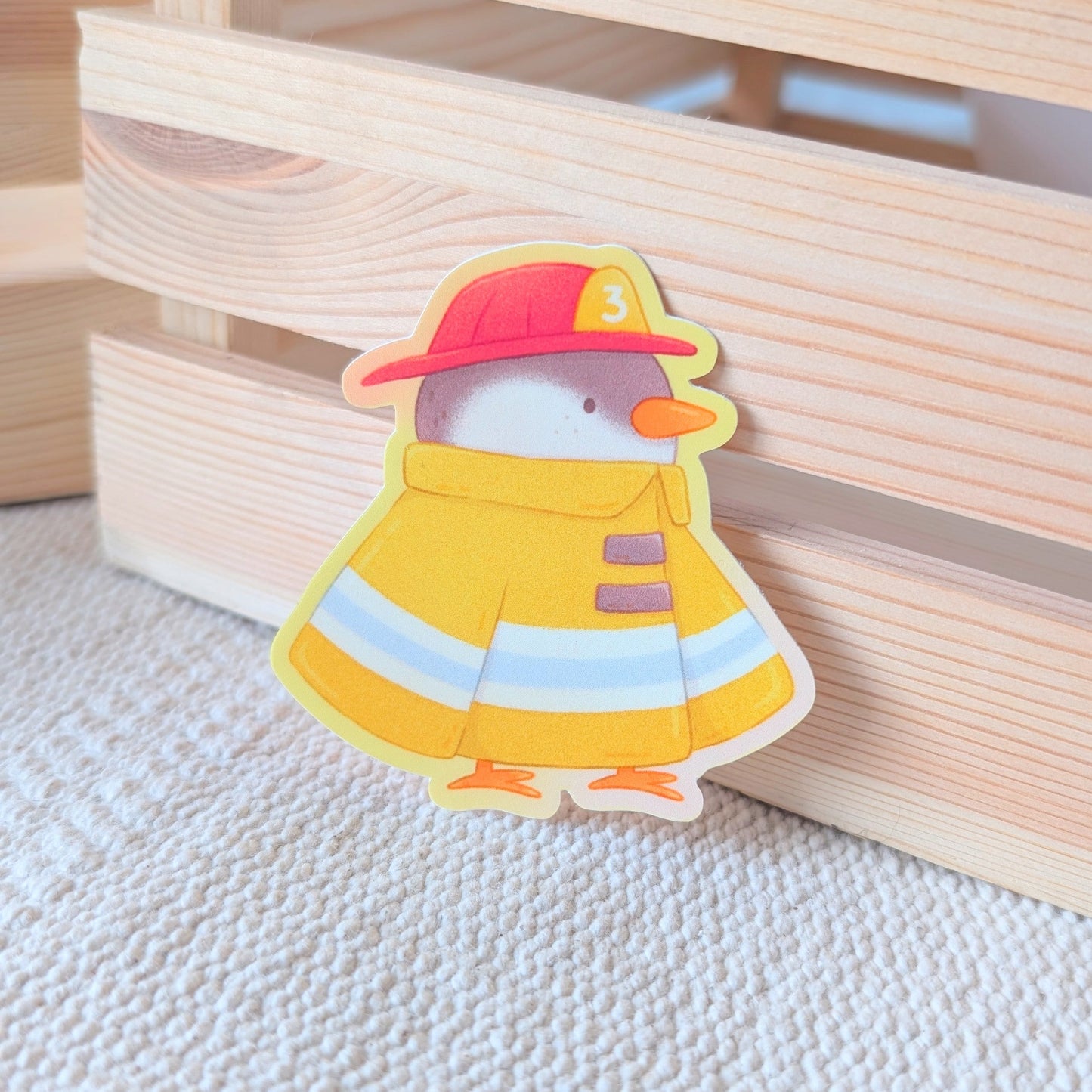 Firefighter Penguin Waterproof Stickers
