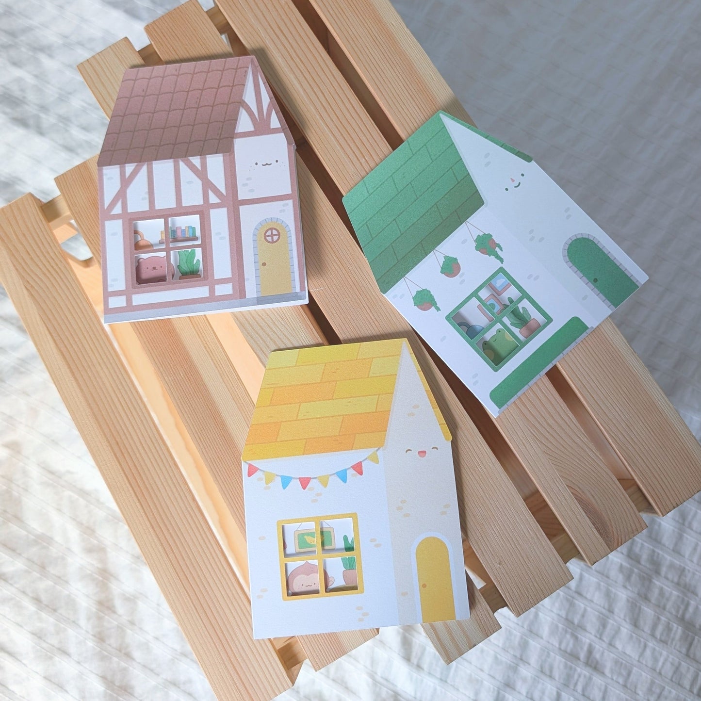Green Peekaboo House Greeting Card