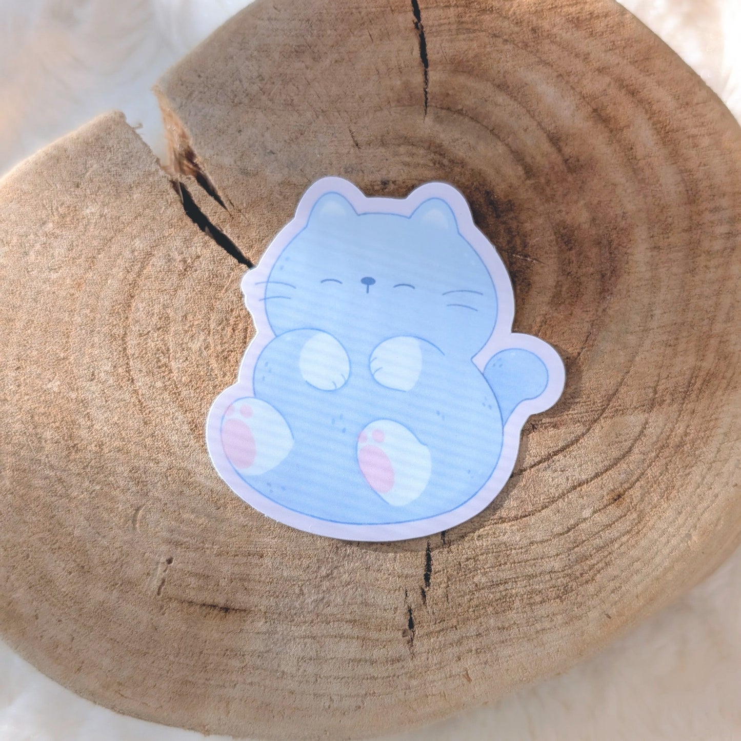 Cuddly Grey Cat Waterproof Stickers