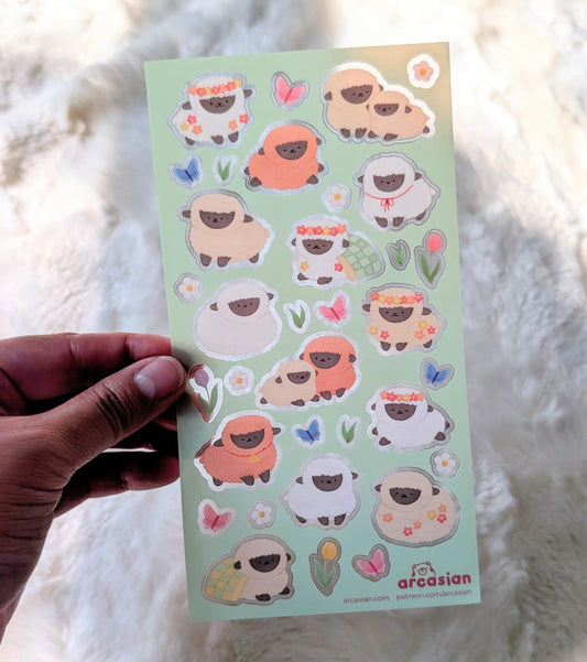 Blooming Sheep Waterproof Sticker Sheet