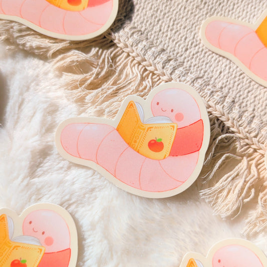 Bookworm Waterproof Stickers