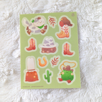 Cute Cowpoke Waterproof Sticker Sheet