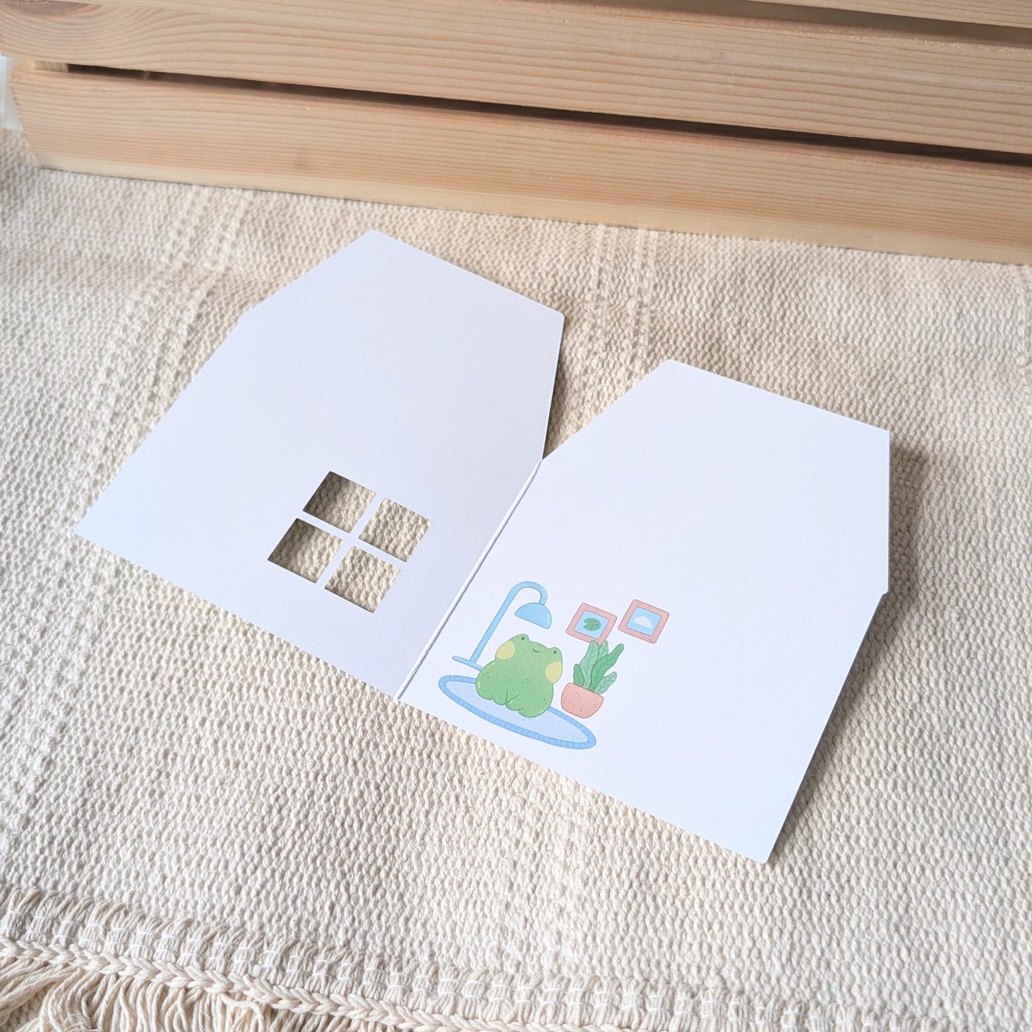 Green Peekaboo House Greeting Card