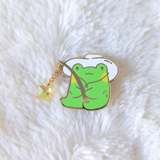 Fishing Frog Enamel Pin