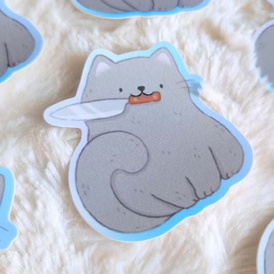 Knife Cat Waterproof Sticker