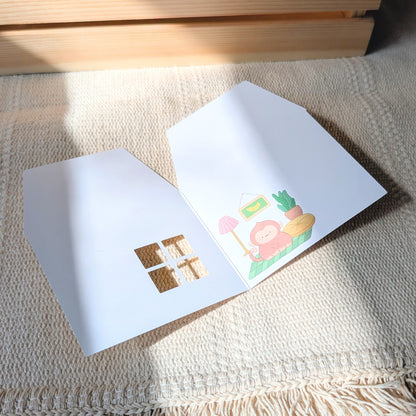 Yellow Peekaboo House Greeting Card