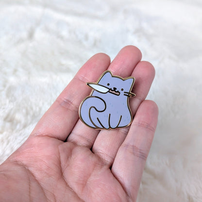 Nini the Knife Cat Enamel Pin