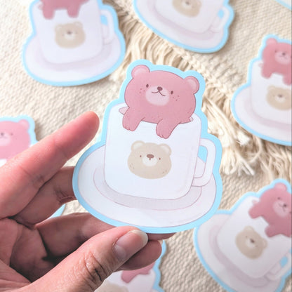 Bear Latte Waterproof Stickers
