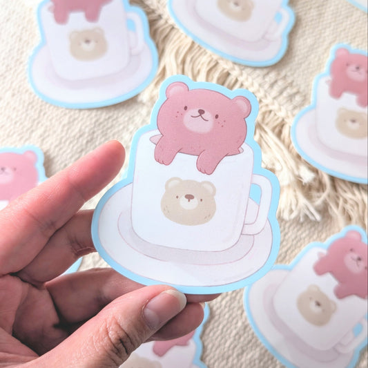 Bear Latte Waterproof Stickers