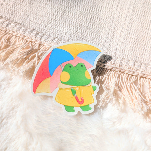 Rainy Day Frog Waterproof Stickers