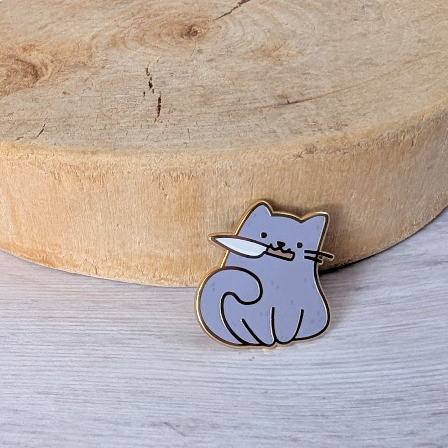 Nini the Knife Cat Enamel Pin