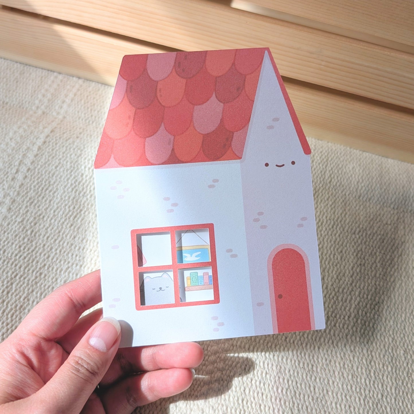 Red Peekaboo House Greeting Card