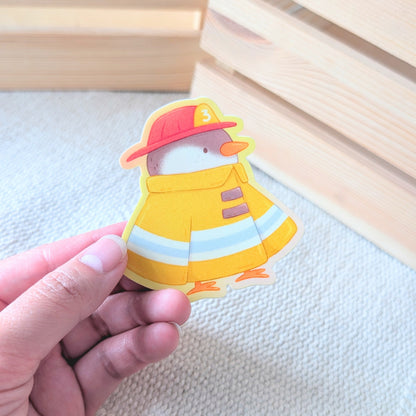 Firefighter Penguin Waterproof Stickers