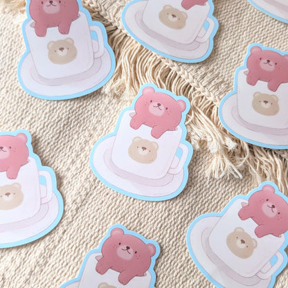 Bear Latte Waterproof Stickers