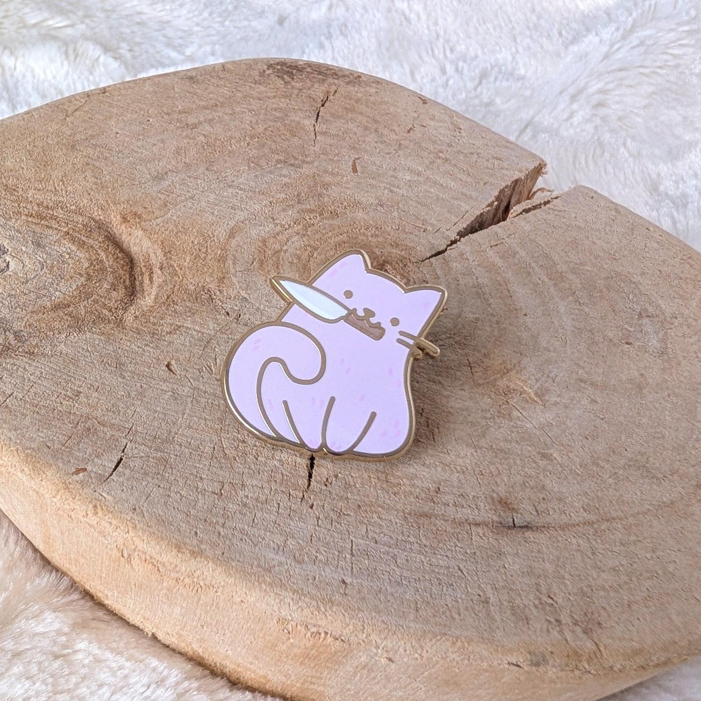 Nini the Knife Cat Enamel Pin