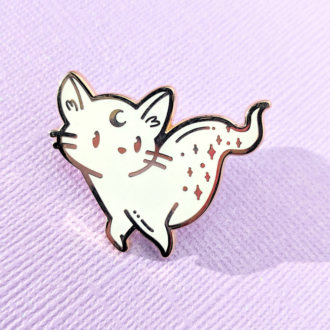 Lunar Ghost Cat Enamel Pin