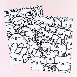 Cat Pile Colouring Page