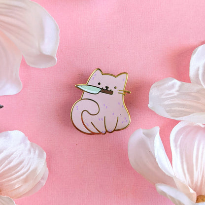 Nini the Knife Cat Enamel Pin