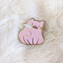 Load image into Gallery viewer, Nini the Knife Cat Enamel Pin
