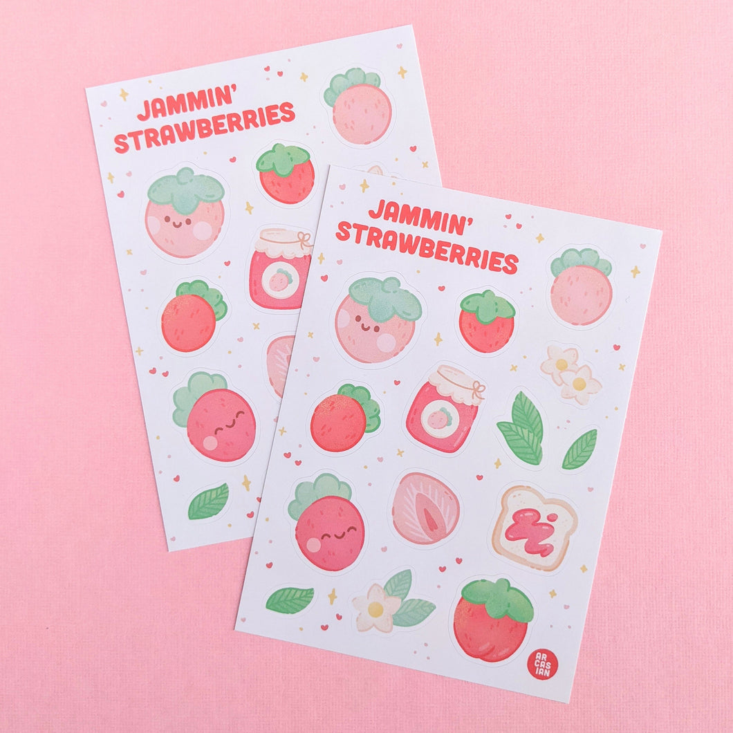 Jammin' Strawberries Weatherproof Sticker Sheet