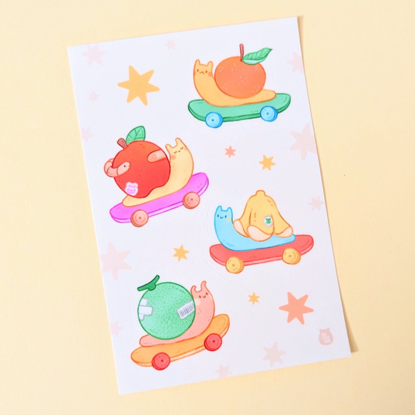 Fruit Snail Racers Waterproof Sticker Sheet