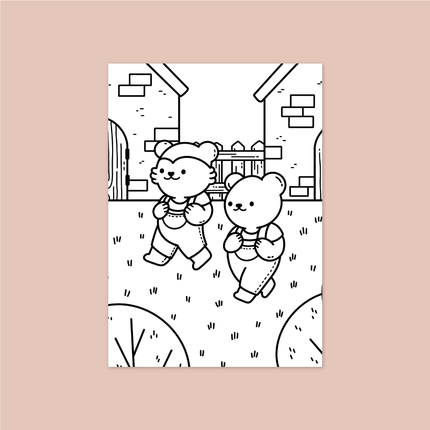 Dungaree Friends Colouring Page