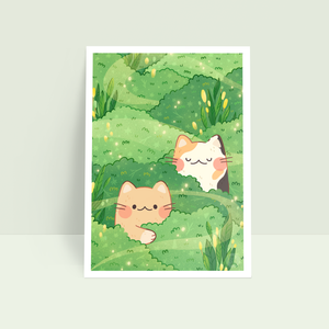 Hideaway Cats Art Print